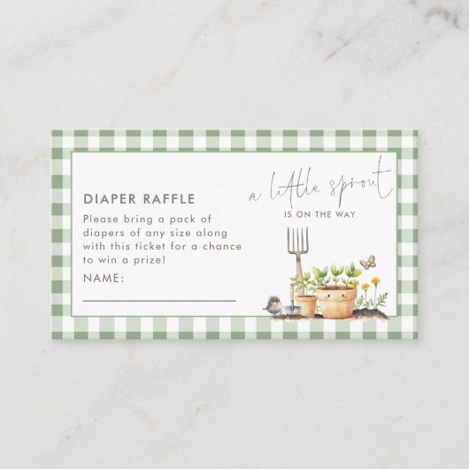 Little Sprout Diaper Raffle Gingham Baby shower Informatiekaartje (Voorkant)