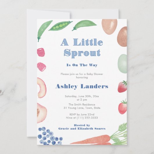 Little Sprout Farmers Market Baby Boy Shower Kaart (Voorkant)