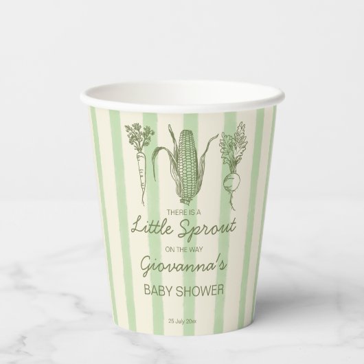 Little sprout farmers market baby shower monogram  papieren bekers (Achterkant)