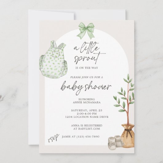 Little Sprout Garden Baby shower Invitation Kaart (Voorkant)