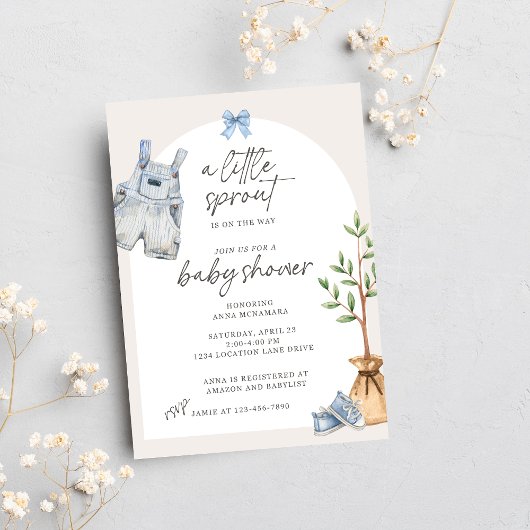 Little Sprout Garden Baby shower Invitation Kaart