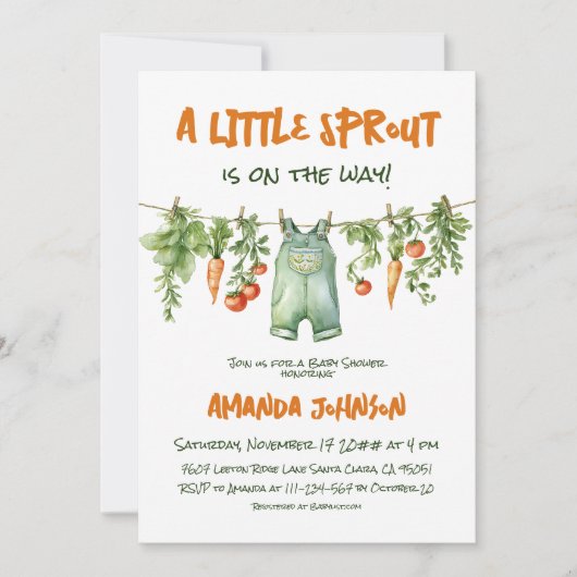Little Sprout Garden Clothesline Baby Shower Kaart (Voorkant)