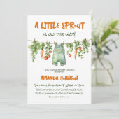 Little Sprout Garden Clothesline Baby Shower Kaart (Staand voorkant)