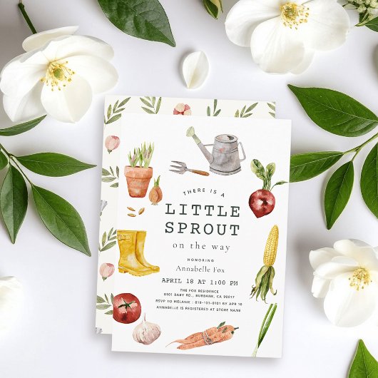 Little Sprout Garden Theme Baby Shower Kaart