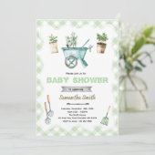 Little Sprout gardening baby shower invitation Kaart (Staand voorkant)