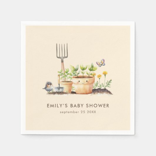 Little Sprout Gardening Cream Baby shower Servet (Voorkant)