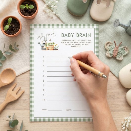 Little Sprout Gingham Baby Brain Shower Game kaart