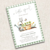 Little Sprout Green Gingham Garden Baby shower Kaart