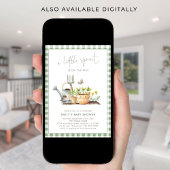 Little Sprout Green Gingham Garden Baby shower Kaart