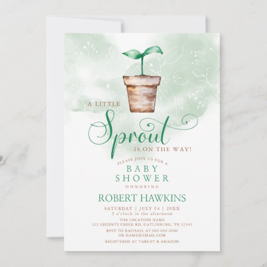 Little Sprout is op het Way Garden Baby shower Kaart (Voorkant)