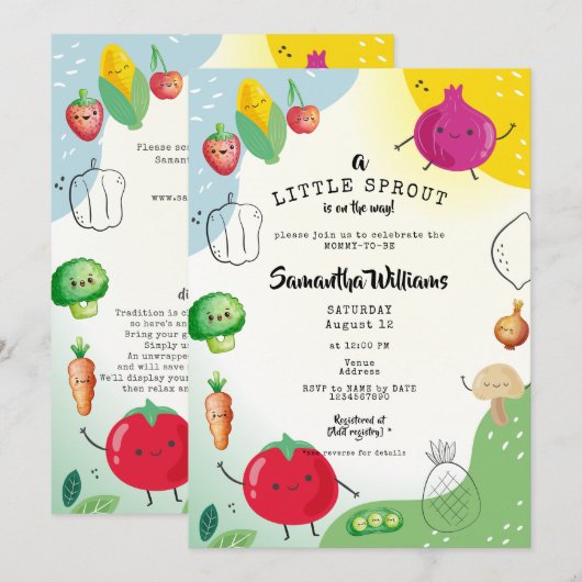 Little Sprout Lokaal geteeld Market Baby shower Kaart (Voorkant / Achterkant)