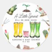 Little Sprout Pink Rain Boots Garden Baby shower Ronde Sticker (Voorkant)