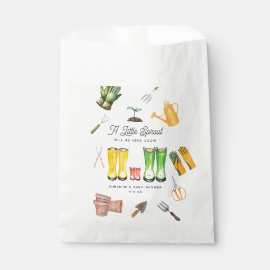 Little Sprout Red Boots Garden Baby shower Bedankzakje (Voorkant)