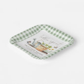 Little Sprout Sage Gingham Garden Baby Shower Papieren Bordje (Gebogen)