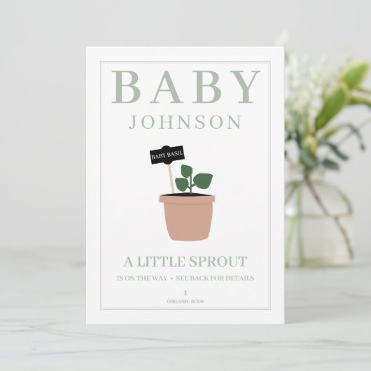 Little Sprout Seed Packet Geslacht Reveal Uitnodig Kaart (Staand voorkant)