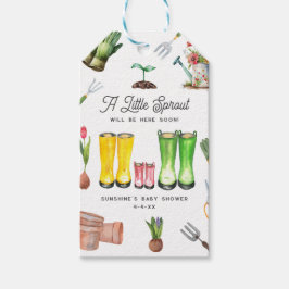 Little Sprout Tuinieren Baby shower Roze laarzen Cadeaulabel