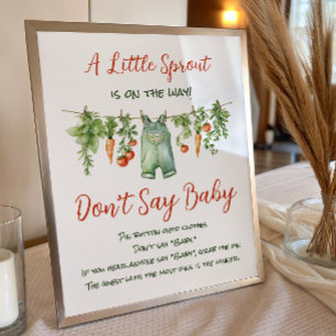 Little Sprout Waslijn Zeg Geen Baby Shower Poster