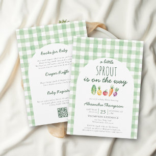 Little Sprout Watercolor All-in-One Baby Shower Kaart