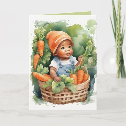 Little Sprout's eerste jaar- Verjaardag uitnodigin Feestdagen Kaart (Voorkant)