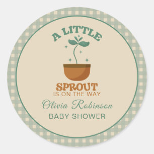 Little Sprouts Garden Party Baby shower Ronde Sticker