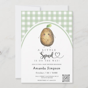 Little Spud Baby shower Invitation Kaart