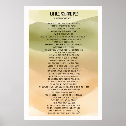 "Little Square Peg" door Margaret Ortiz Poster (Voorkant)