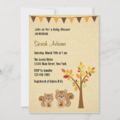 Little Squirrel Baby shower Invitation Rustic Kaart (Voorkant)
