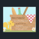 Little Squirrel Park Picnic Kids Birthday Party Kaart<br><div class="desc">Geniet van de buitenlucht met een ontspannende picknick in het park voor de verjaardag van de jongen of het meisje! Deze schattige en kleurrijke uitnodiging heeft een picknickmand met een zakdoek, een drink fles en een rode en witte besmeurde picknick doek die uit de mand kleeft. Een schattige eekhoorn spiekt...</div>