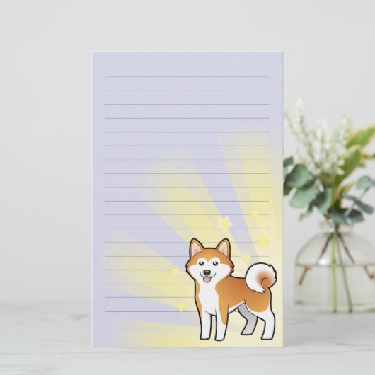Little Star Akita Inu/Shiba Inu Briefpapier (Staand voorkant)