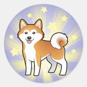 Little Star Akita Inu/Shiba Inu Ronde Sticker