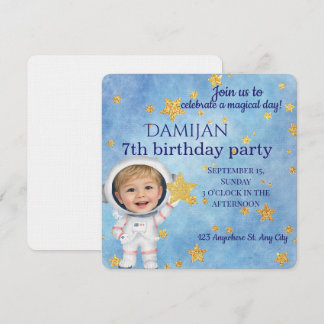 Little Star Astronaut Birthday Party Invitation Kaart