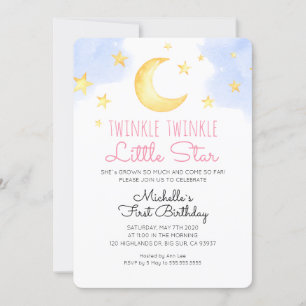 Little Star Baby Birthday Invitation Kaart
