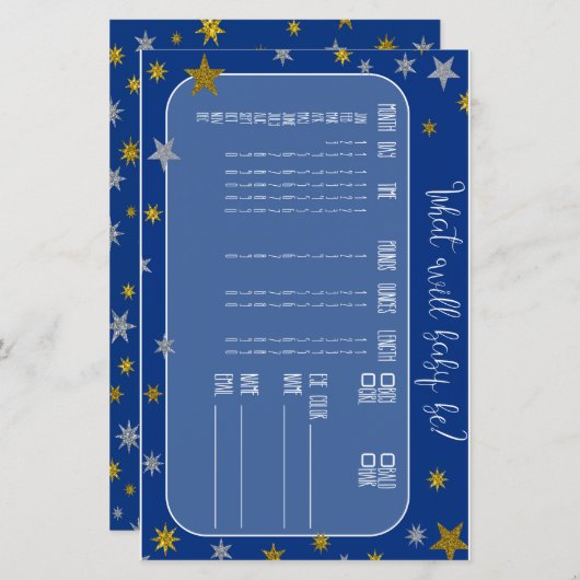 Little Star Baby Predictor Baby shower spel (Voorkant / Achterkant)