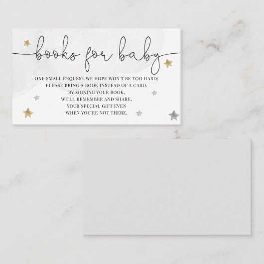 Little Star Baby shower Books for Baby Grey Gold Informatiekaartje (Voorkant / Achterkant)
