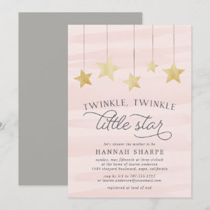 Little Star Baby shower Invitation   Blush Kaart