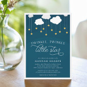 Little Star Baby shower Invitation | Marineblauw Kaart