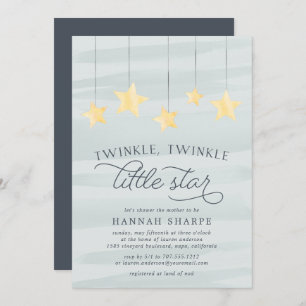 Little Star Baby shower Invitation   Munt Kaart