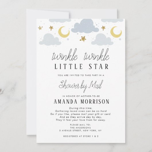 Little Star baby shower per mailuitnodiging Kaart (Voorkant)