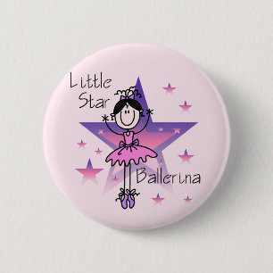Little Star Ballerina-Black Hair Ronde Button 5,7 Cm