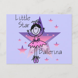 Little Star Ballerina-Zwart Haar Briefkaart