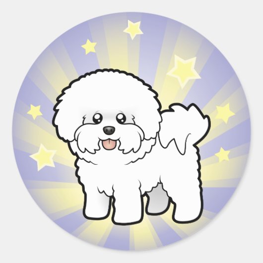 Little Star Bichon Frise Ronde Sticker (Voorkant)