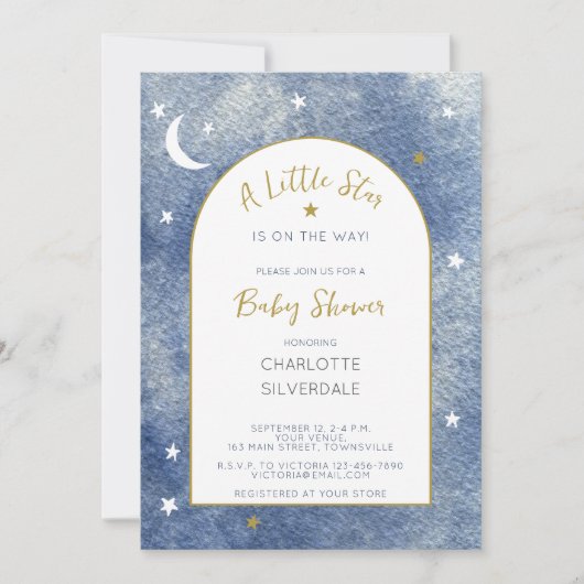 Little Star Celestial Waterverf Baby shower Kaart (Voorkant)