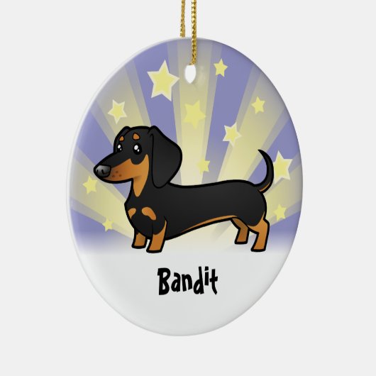 Little Star Dachshund (gladde jas) Keramisch Ornament (Rechts)