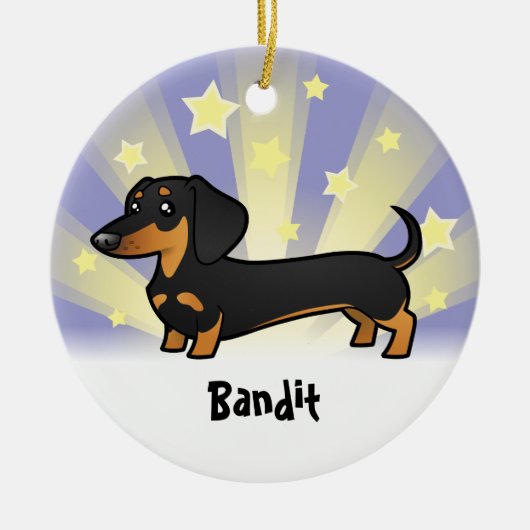 Little Star Dachshund (gladde jas) Keramisch Ornament (Voorkant)