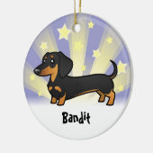 Little Star Dachshund (gladde jas) Keramisch Ornament (Links)