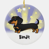 Little Star Dachshund (gladde jas) Keramisch Ornament (Achterkant)