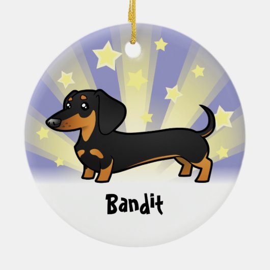 Little Star Dachshund (gladde jas) Keramisch Ornament (Achterkant)