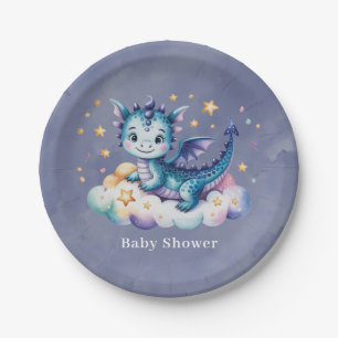 Little Star Dragon Boy Baby shower Papieren Bordje