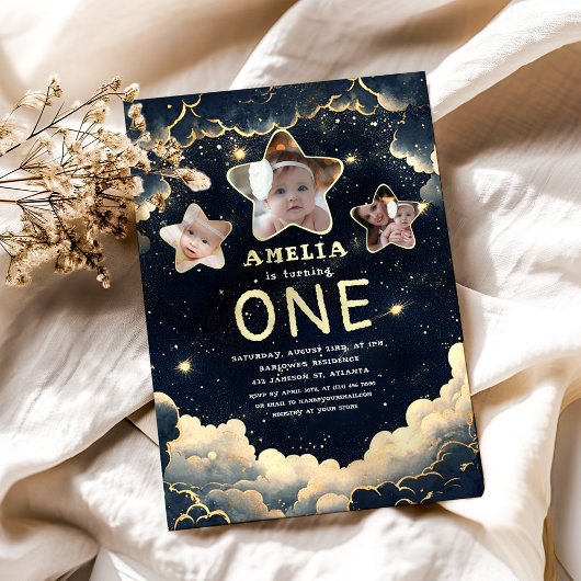 Little Star Galaxy Celestial Baby 1e verjaardag Kaart