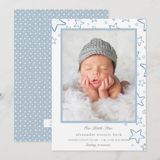 Little Star geboorte aankondiging (Voorkant / Achterkant)